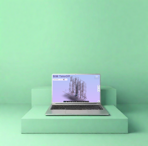 A laptop displaying the app.